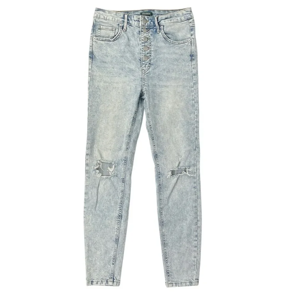 Wild‎ Fable Acid Wash Highest Rise Skinny Jeans Button Fly Distressed Size 6